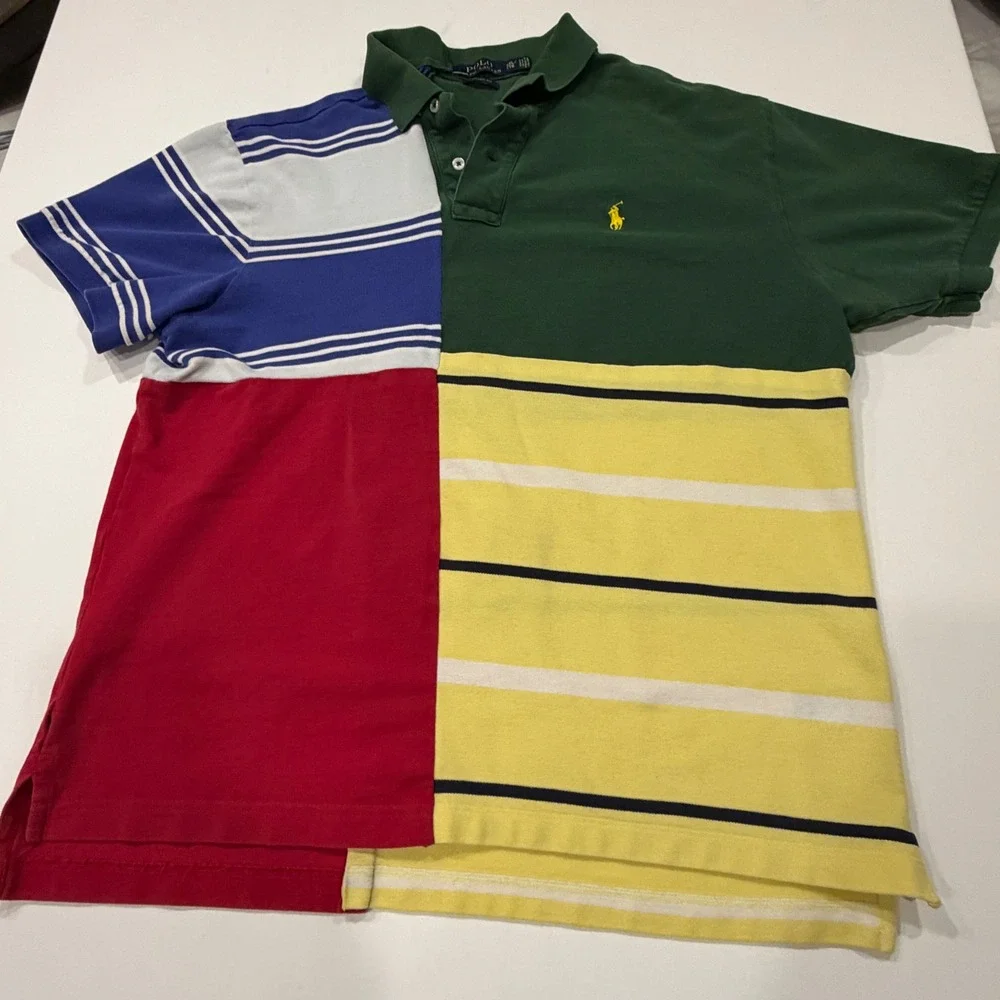 Polo Ralph Lauren Reworked Colorblock Rugby Polo Frankenstein Y2K Streetwear